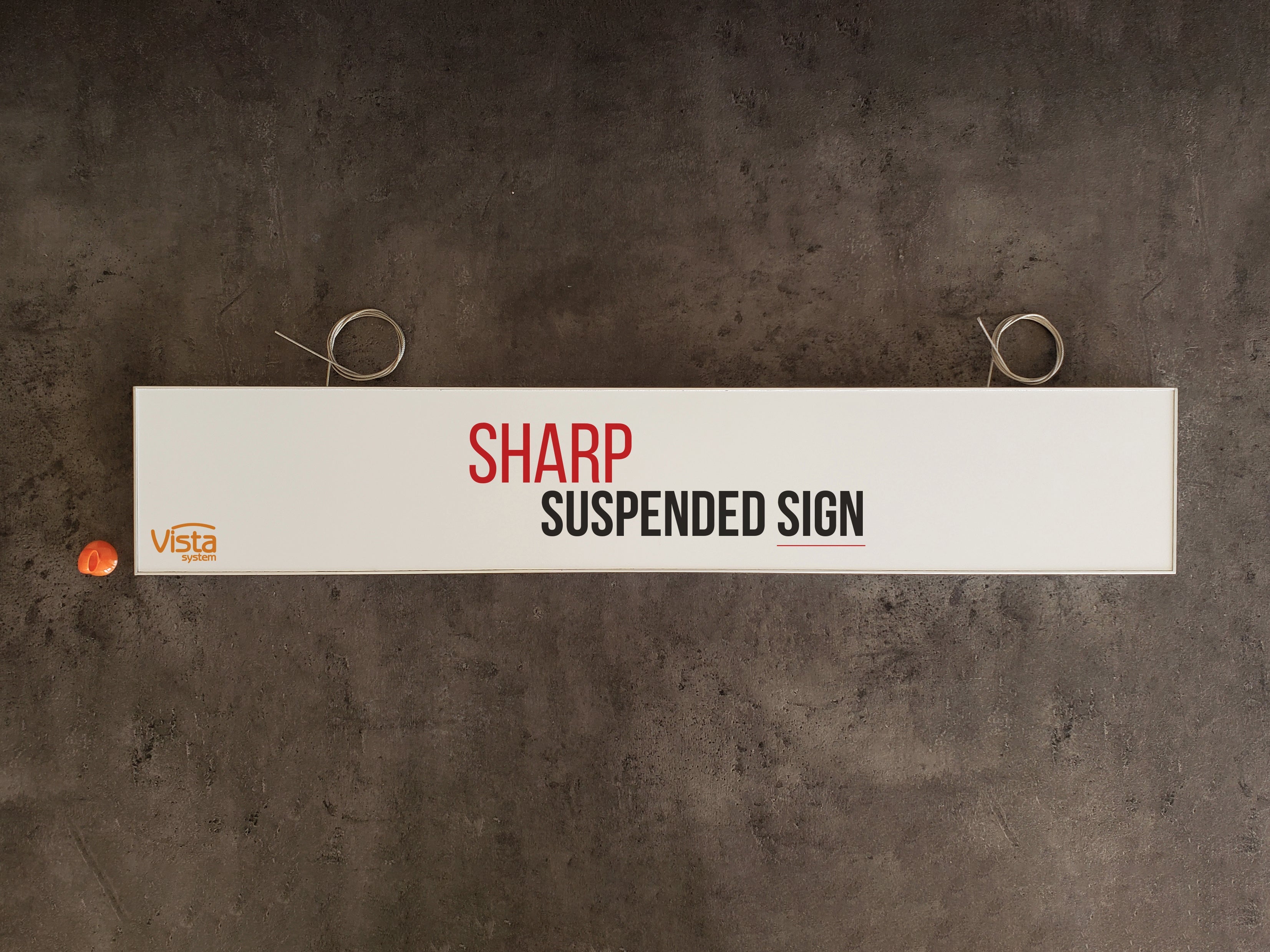 Suspended sign, Sharp style